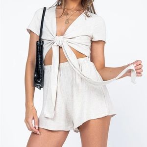 Ragnar Tie Front Beige Romper (worn)